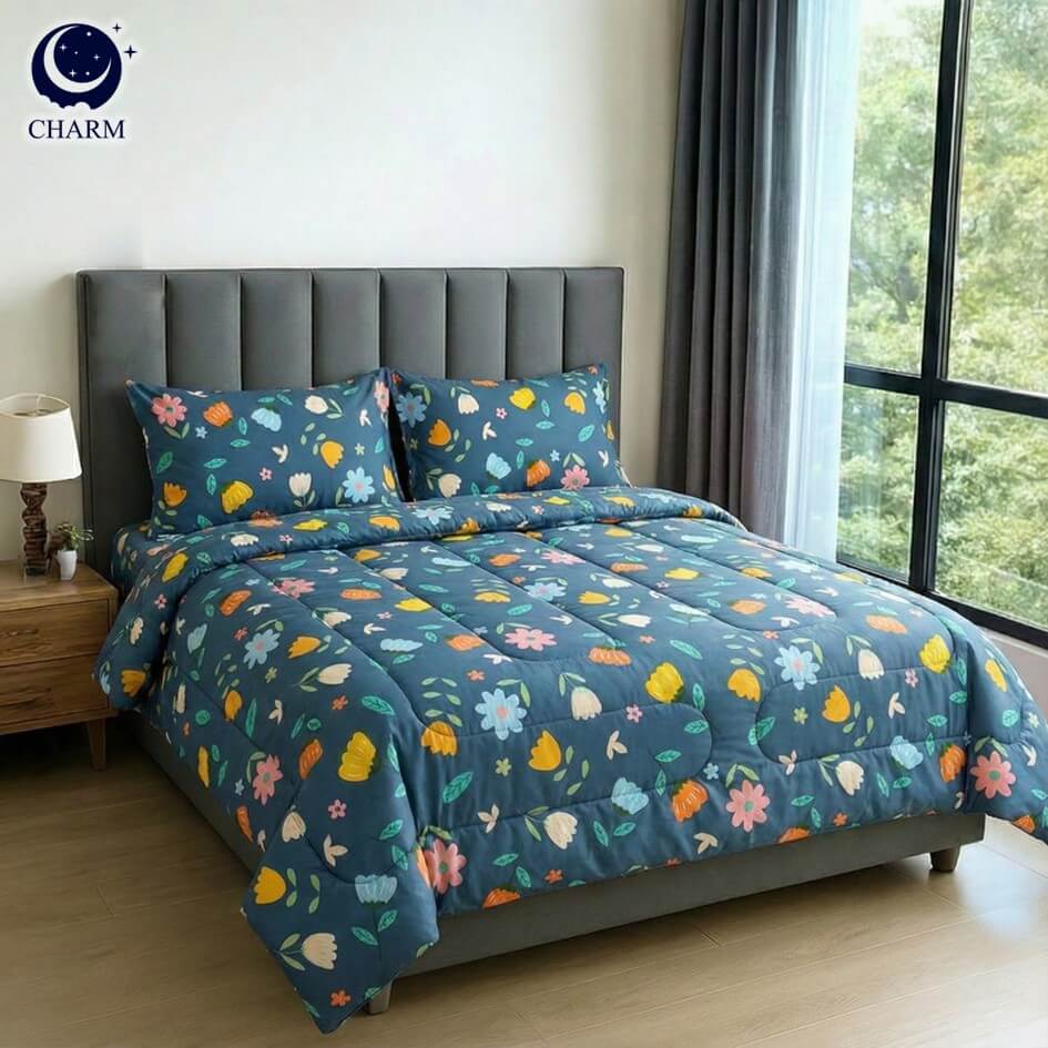 ชุดผ้าปูที่นอน 6 ฟุต 6 ชิ้น CHARM รุ่น CLASSIC ลาย GREEN GARDEN